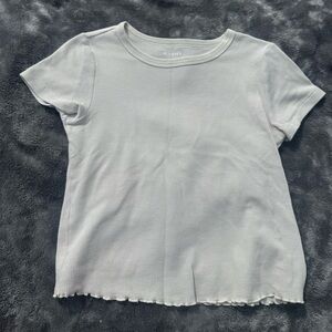 Old Navy Cropped Grey Waffle Knit Tee Size M